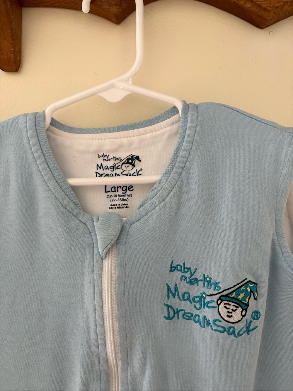 Baby Merlin Magic Dream Sack Blue Sleeveless Zip One-Piece Sleep Sack Size L - Picture 3 of 4